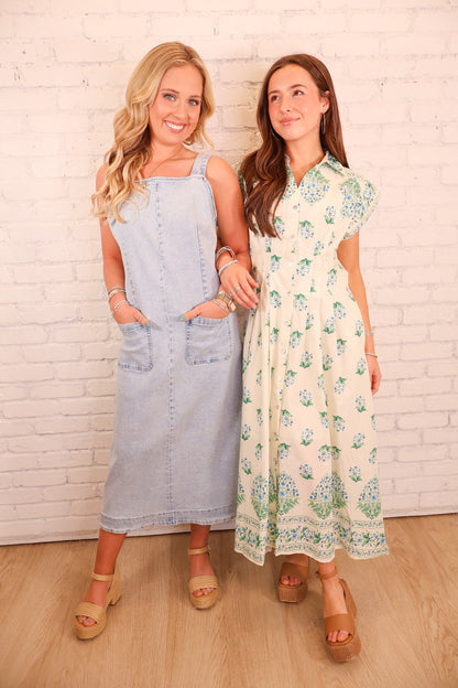 Denim Jumper Midi Dress