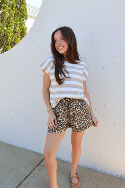 Casual Leopard Drawstring Shorts