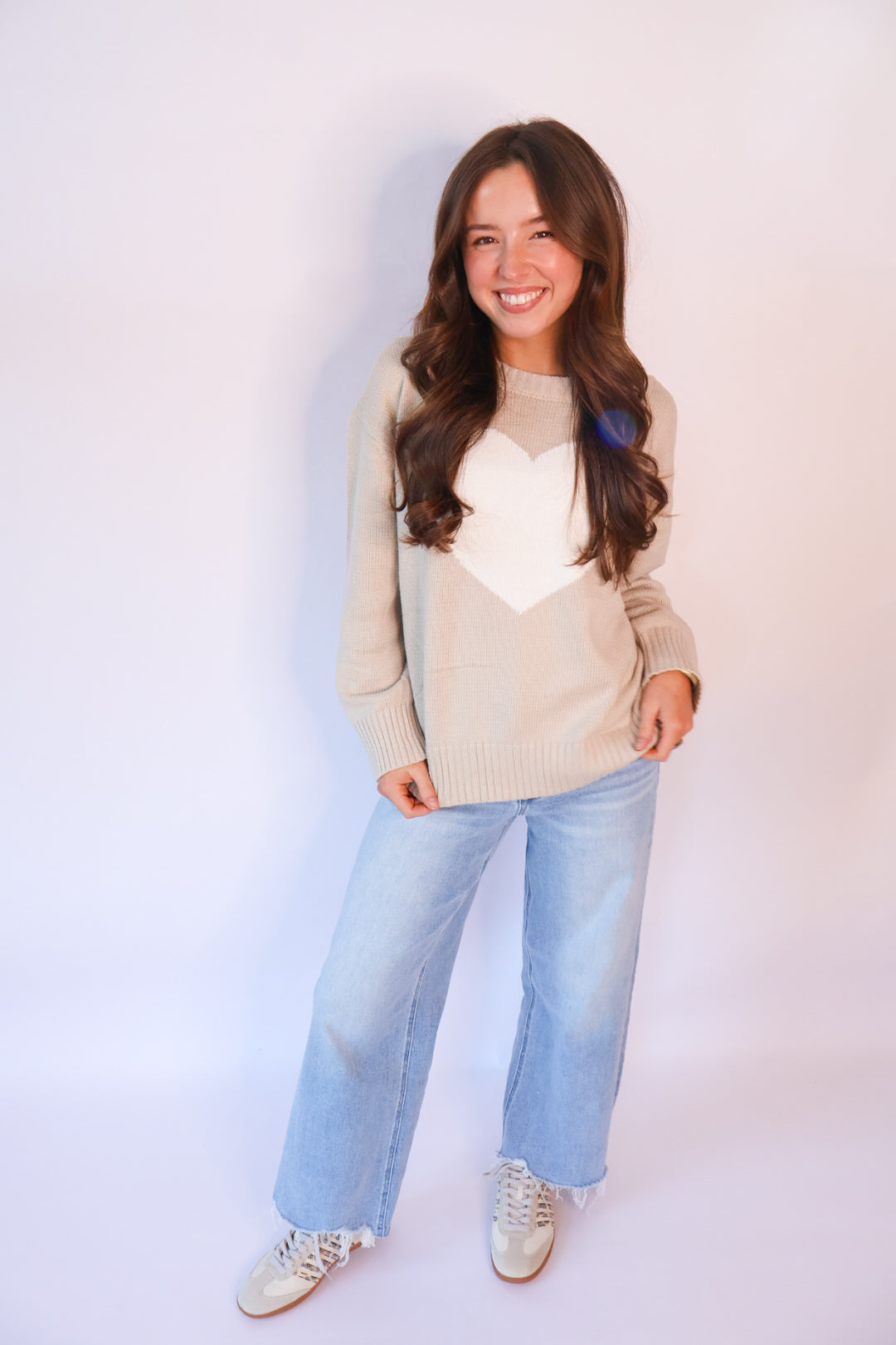 Oversized Heart Sweater - Taupe