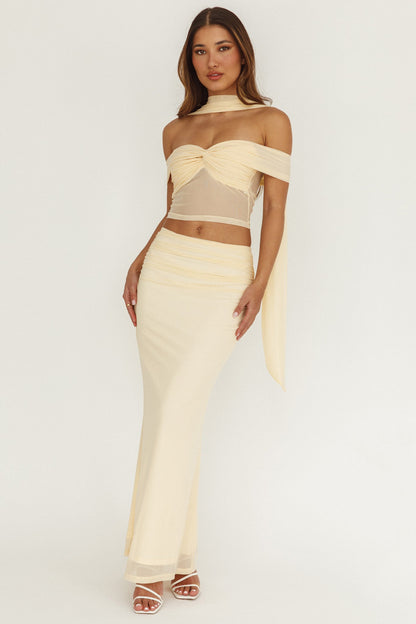 All The Lights Off-Shoulder Crop Top Cream