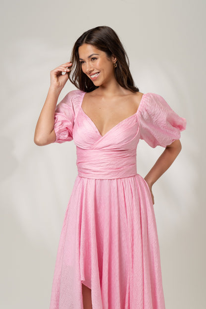 Bridget Puff Sleeve Maxi Dress with Side Slit