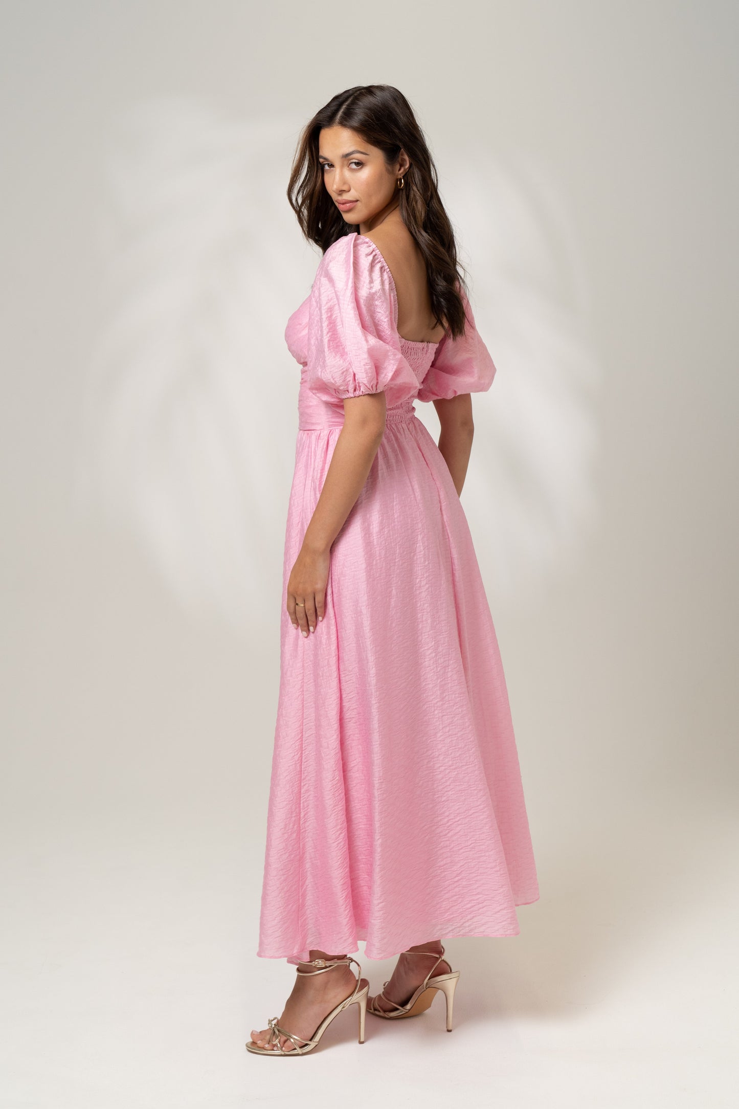 Bridget Puff Sleeve Maxi Dress with Side Slit