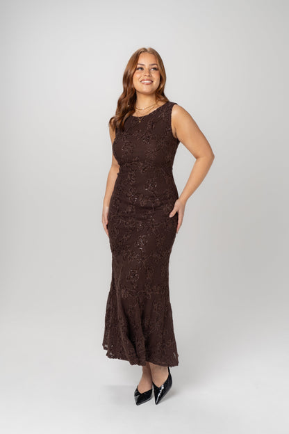 Briony Chocolate Cocktail Maxi Dress
