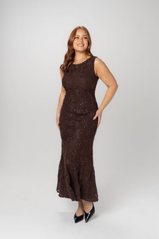 Briony Chocolate Cocktail Maxi Dress