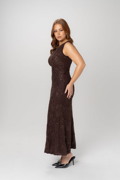 Briony Chocolate Cocktail Maxi Dress