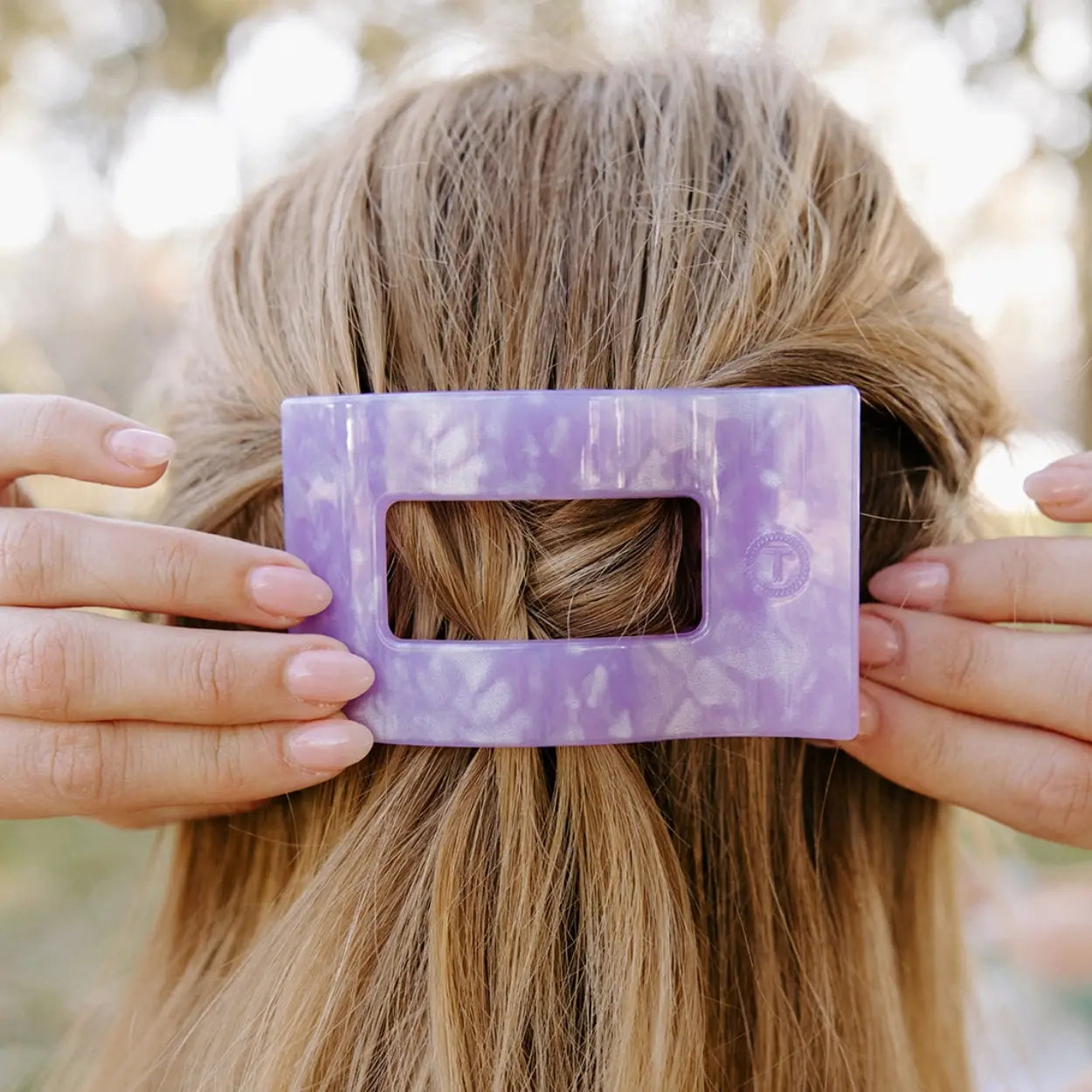 TELETIES Medium Flat Rectangle Hair Clip - Lavender Mist