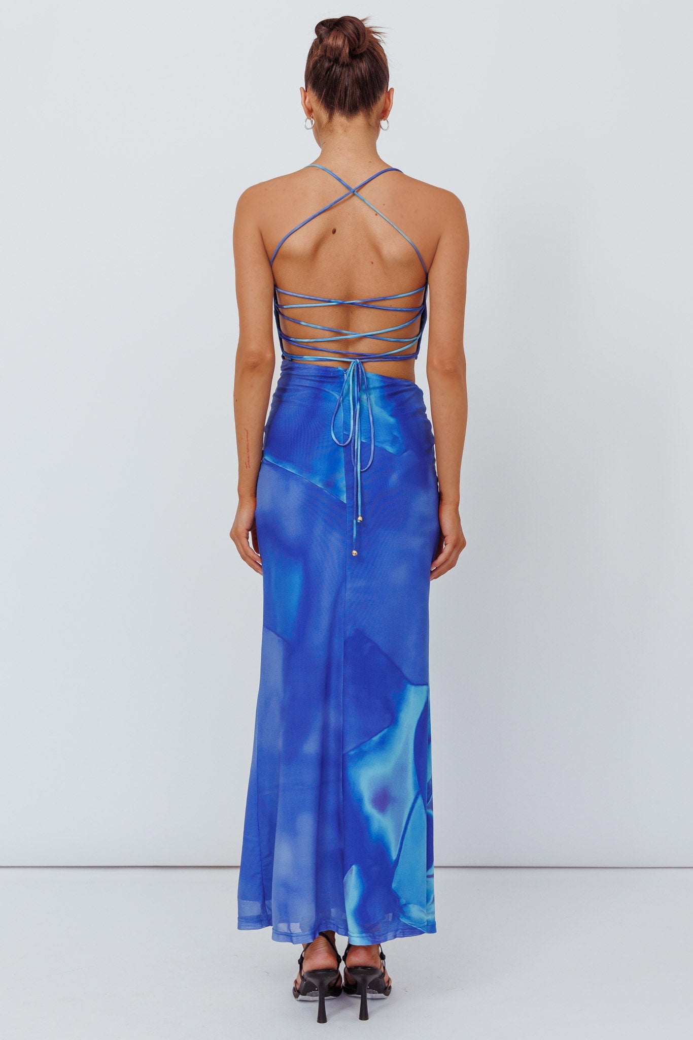Alejandre Cut-Out Tied Maxi Dress Print Blue