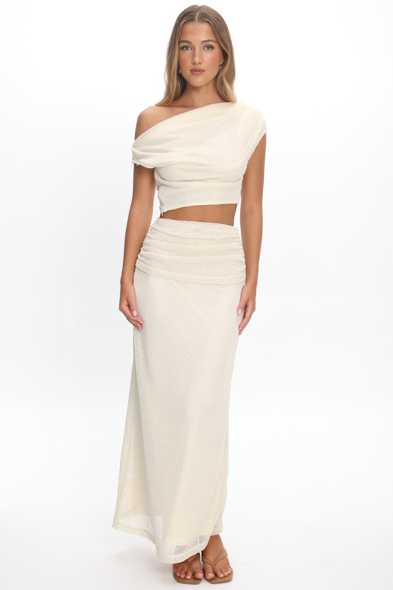 Alivya Ruched Waist Maxi Skirt Butter