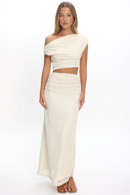 Alivya Ruched Waist Maxi Skirt Butter