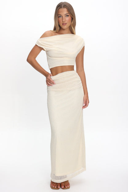 Alivya Asymmetric Neckline Knit Top Butter