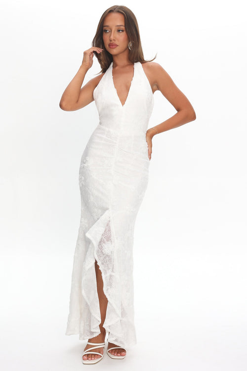 Alisette Halter Split Maxi Dress White