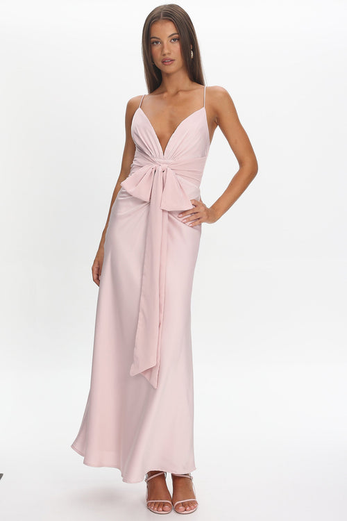 Ambrette Bow Waist Maxi Dress Pink