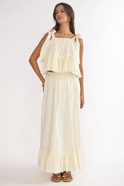 Alera Frill Hem Maxi Skirt Vanilla