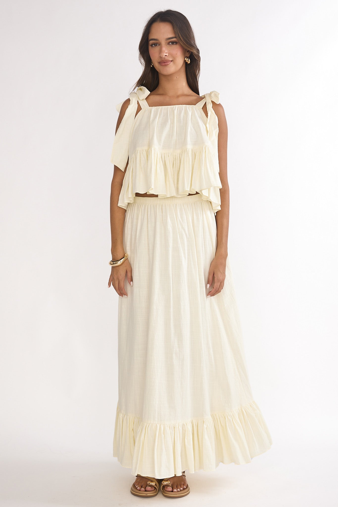 Alera Tied Shoulder Top Vanilla