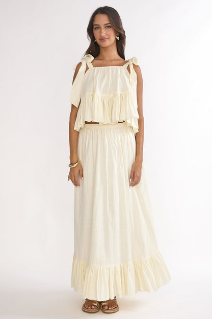Alera Tied Shoulder Top Vanilla