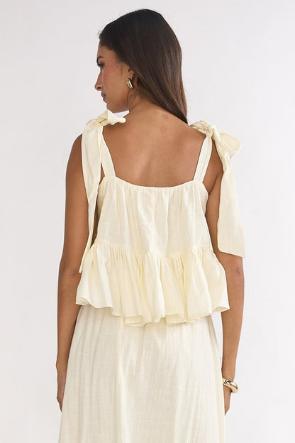 Alera Tied Shoulder Top Vanilla