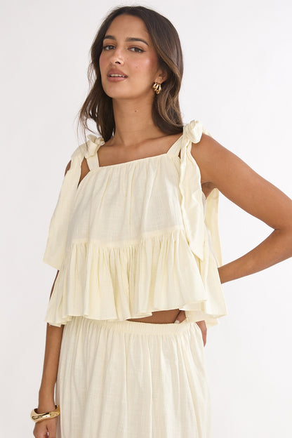 Alera Tied Shoulder Top Vanilla