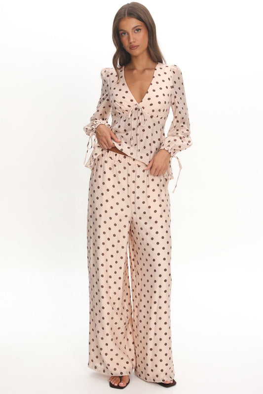Anessa Straight Leg Pants Polka Dot Cream