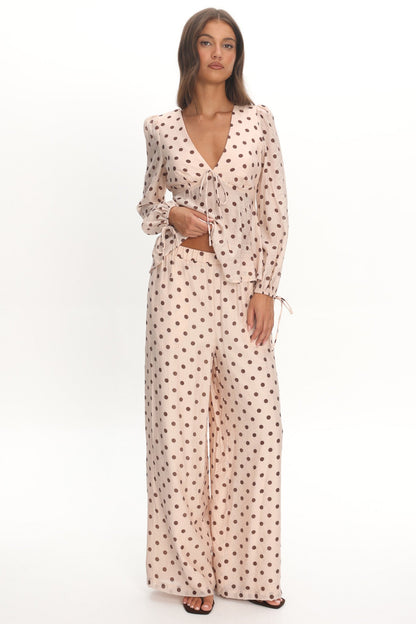 Anessa Straight Leg Pants Polka Dot Cream