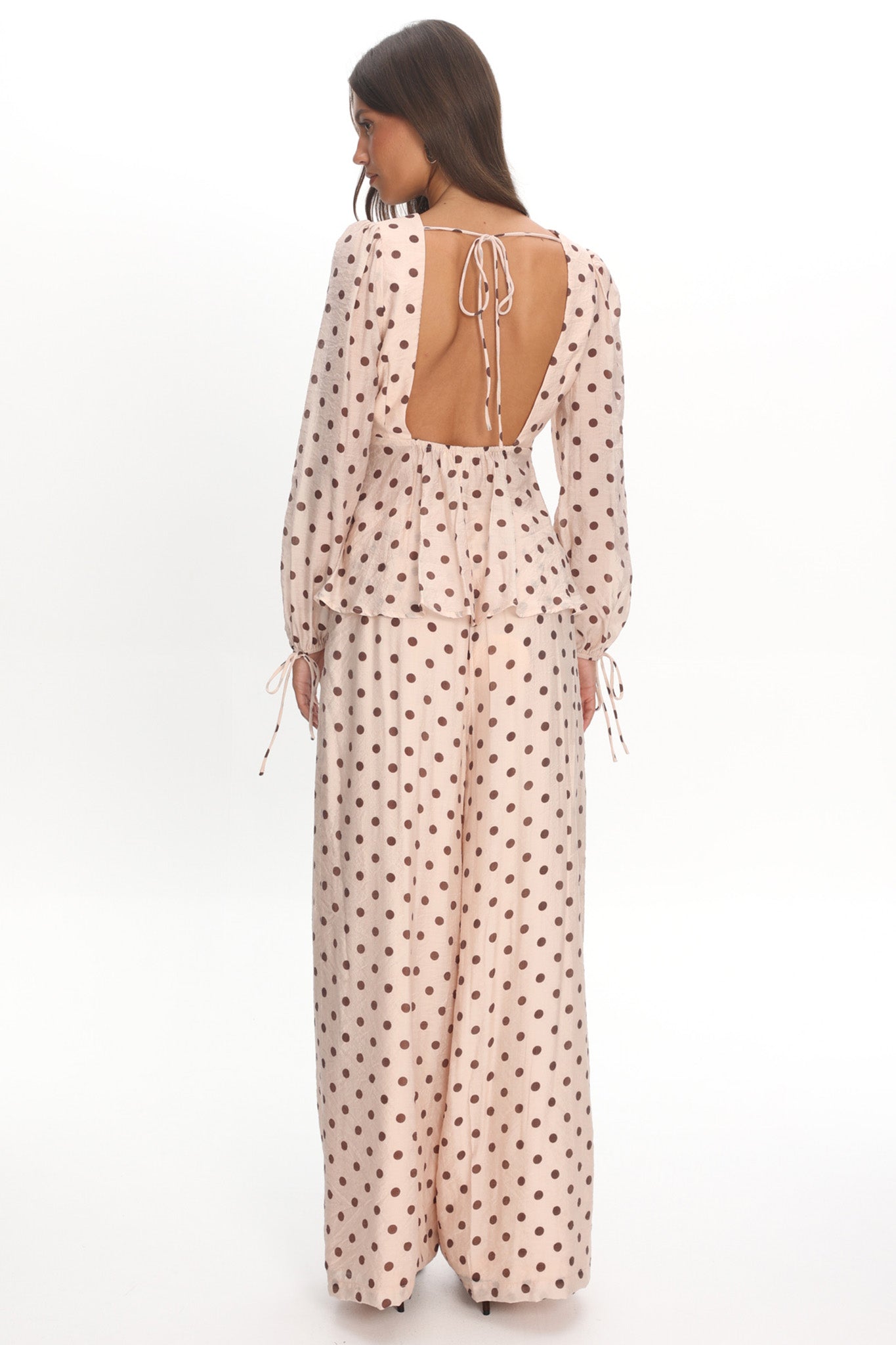 Anessa Straight Leg Pants Polka Dot Cream
