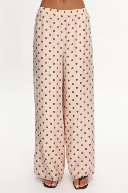 Anessa Straight Leg Pants Polka Dot Cream