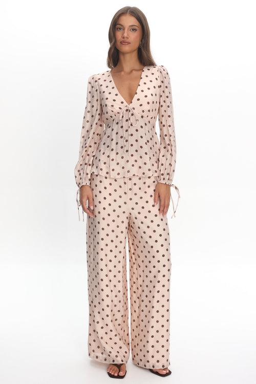 Anessa Balloon Sleeve Top Polka Dot Cream