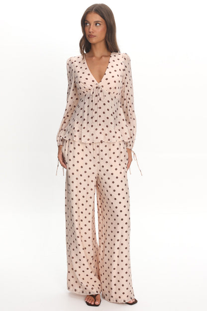 Anessa Balloon Sleeve Top Polka Dot Cream
