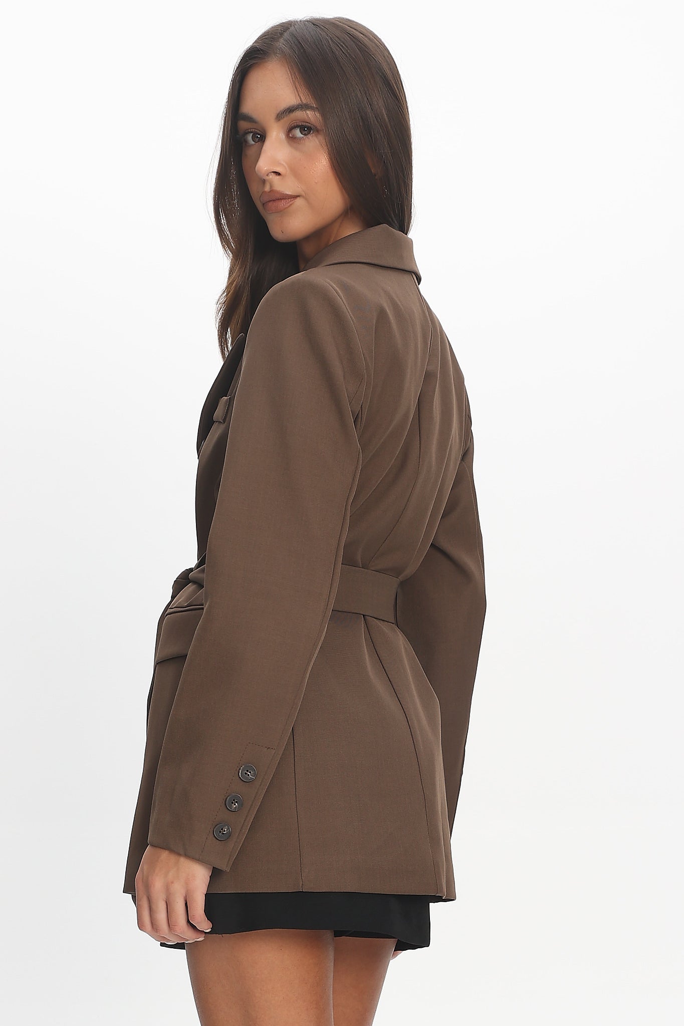 Adrianna Notch Lapel Blazer Chocolate