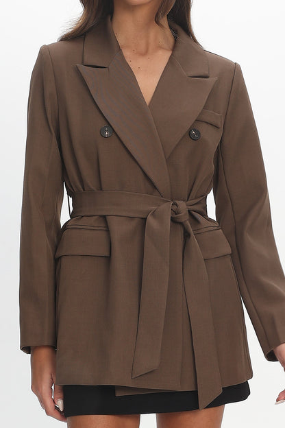 Adrianna Notch Lapel Blazer Chocolate