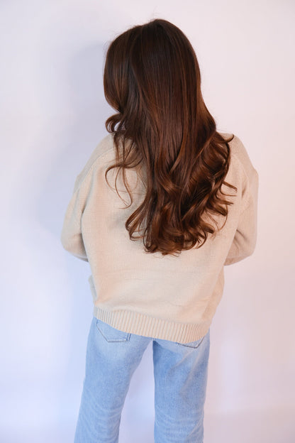 Oversized Heart Sweater - Taupe