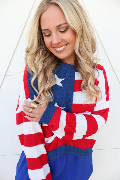 Summer Knit Flag Sweater