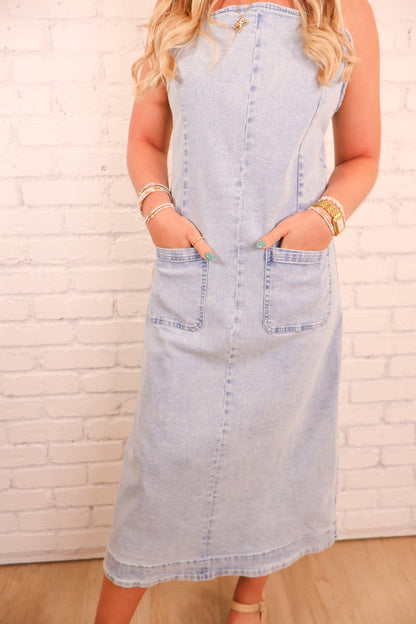 Denim Jumper Midi Dress