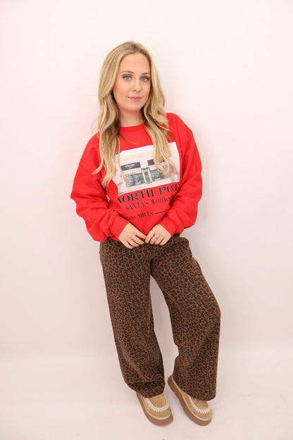 North Pole Storefront Sweatshirt – Red