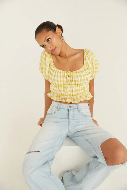 Pamela Gingham Crop Top