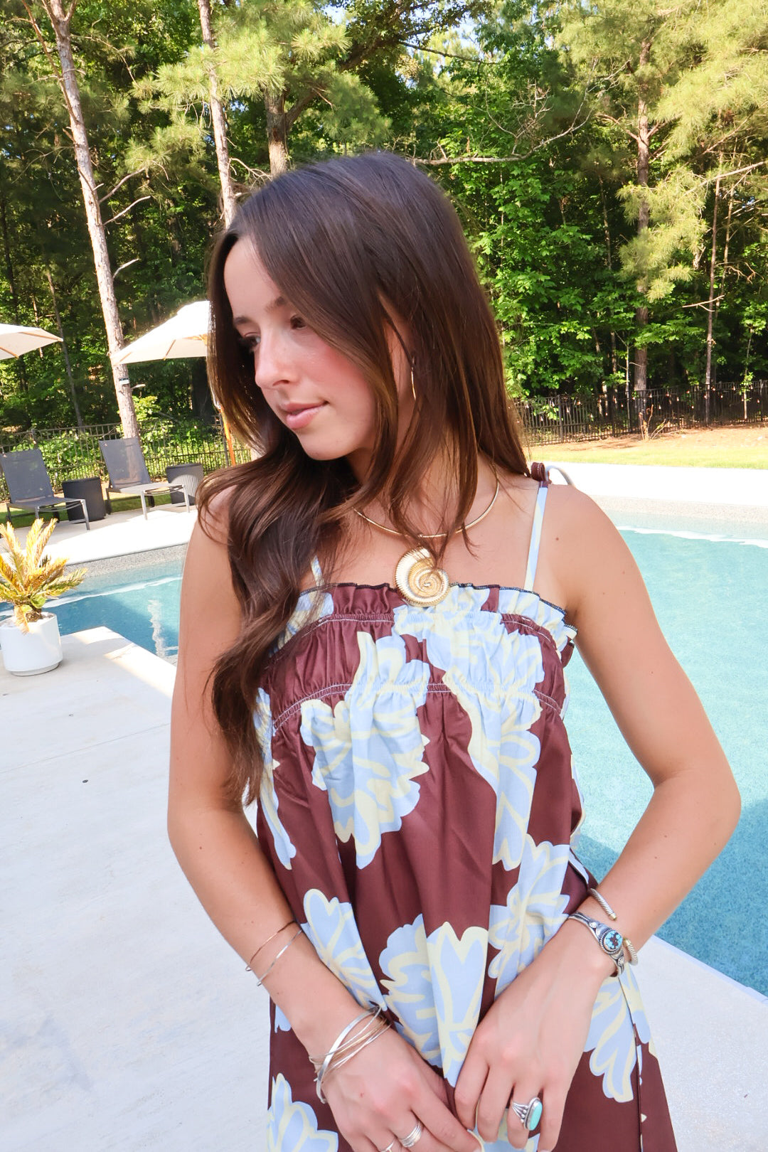 Brown Floral Mini Dress