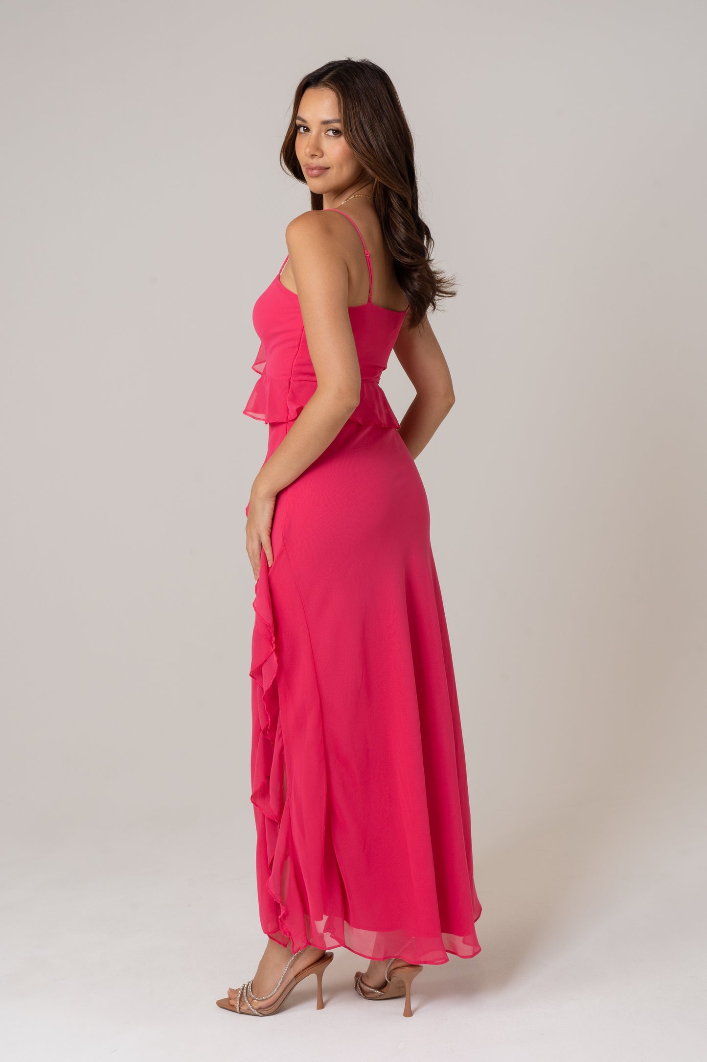 Roni Midi Dress with Ruffle Trims