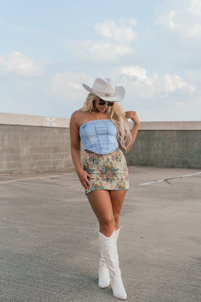 Sunset Denim Strapless Top FINAL SALE