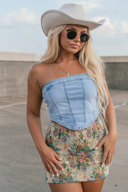 Sunset Denim Strapless Top FINAL SALE