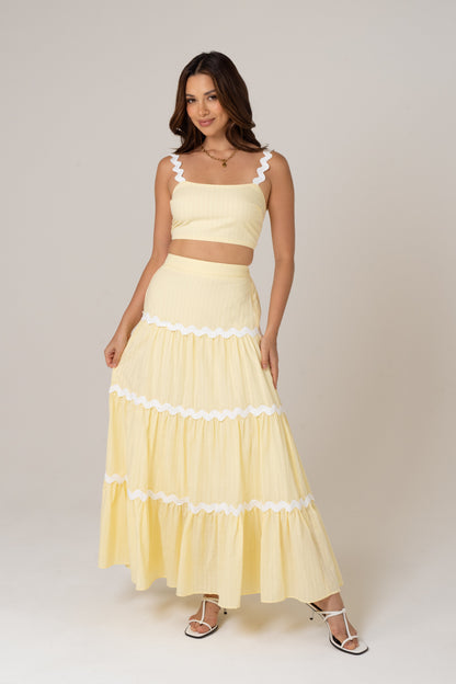Lottie Two Piece Set with Scallop Detailing - Top & Skirt Set