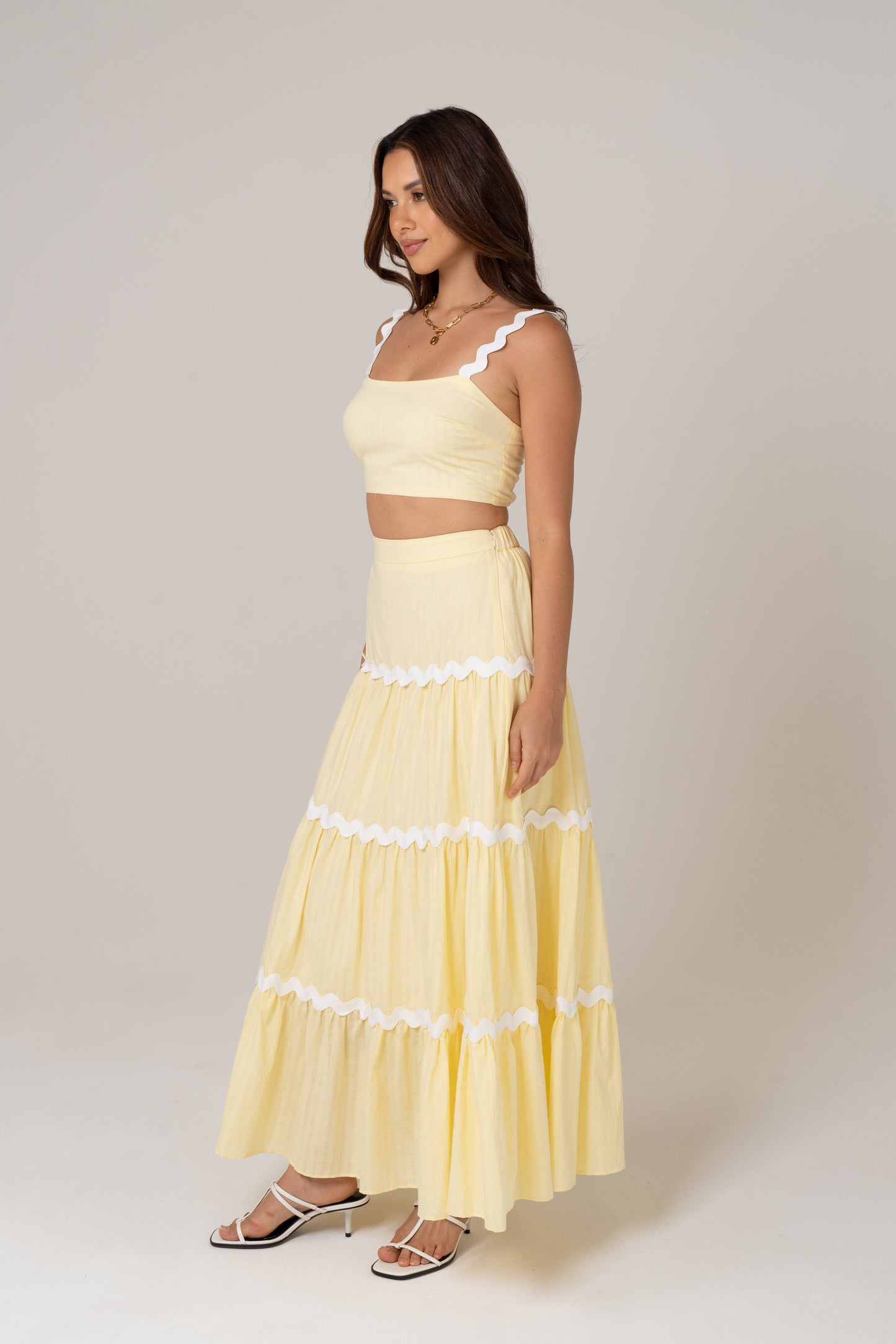 Lottie Two Piece Set with Scallop Detailing - Top & Skirt Set