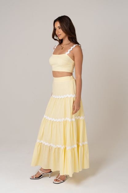 Lottie Two Piece Set with Scallop Detailing - Top & Skirt Set