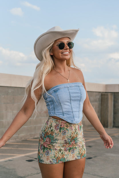 Sunset Denim Strapless Top FINAL SALE