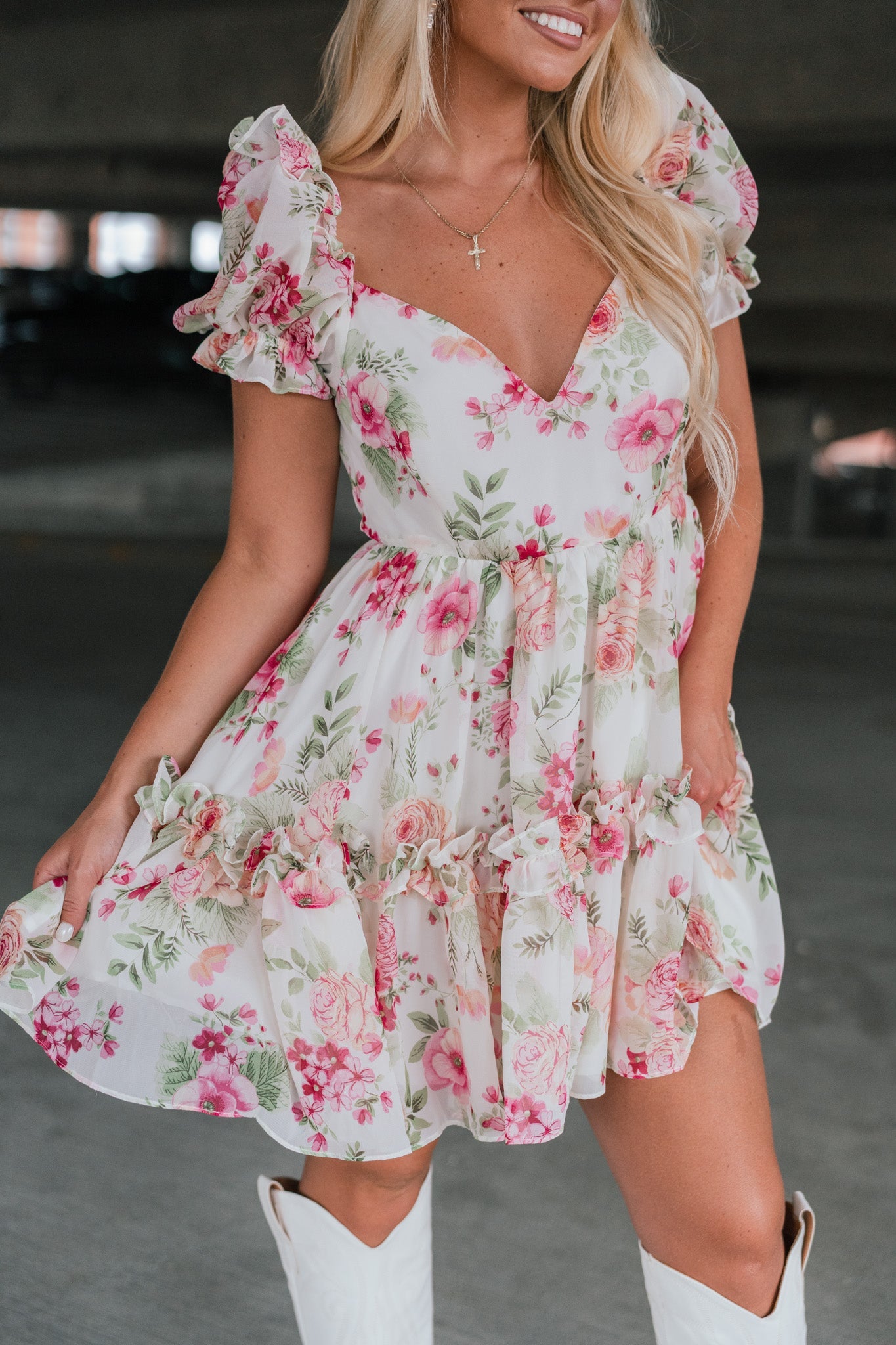 Wild Flower Puff Mini Dress FINAL SALE
