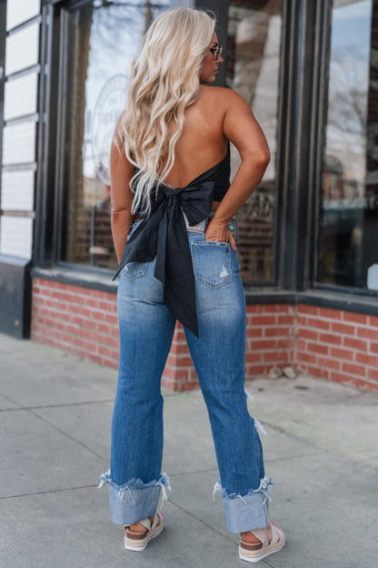 Cross My Mind Distressed Cuff Jeans