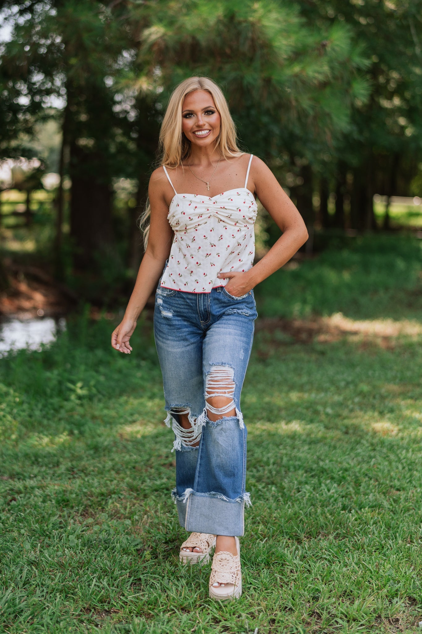 Cross My Mind Distressed Cuff Jeans