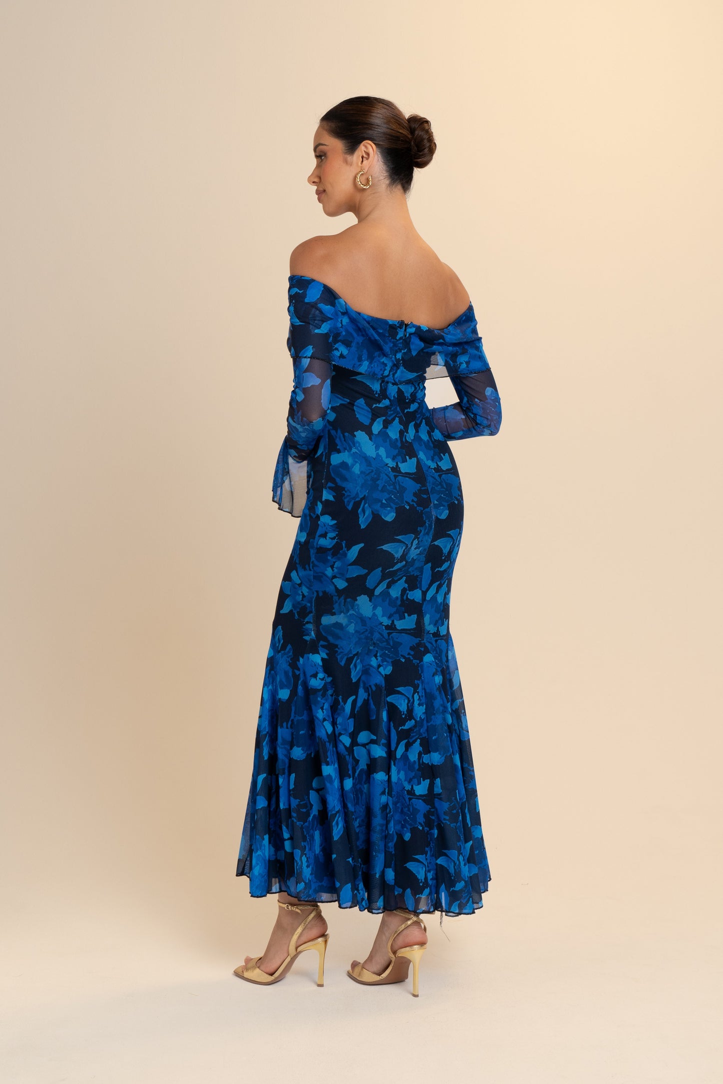 Charlese Long Sleeve Off Shoulder Midi Dress