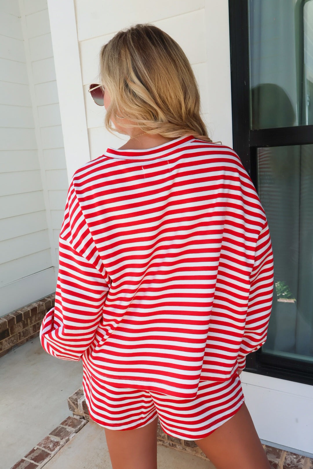 American Girl Stripe Sweatshirt & Shorts Set