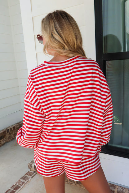 American Girl Stripe Sweatshirt & Shorts Set