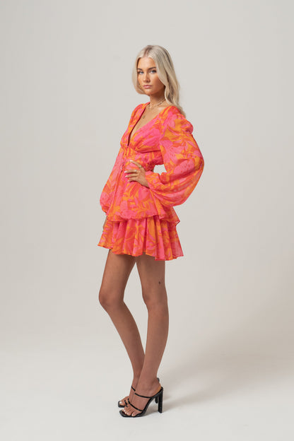 Paige Long Sleeve Mini Dress with Double Belts