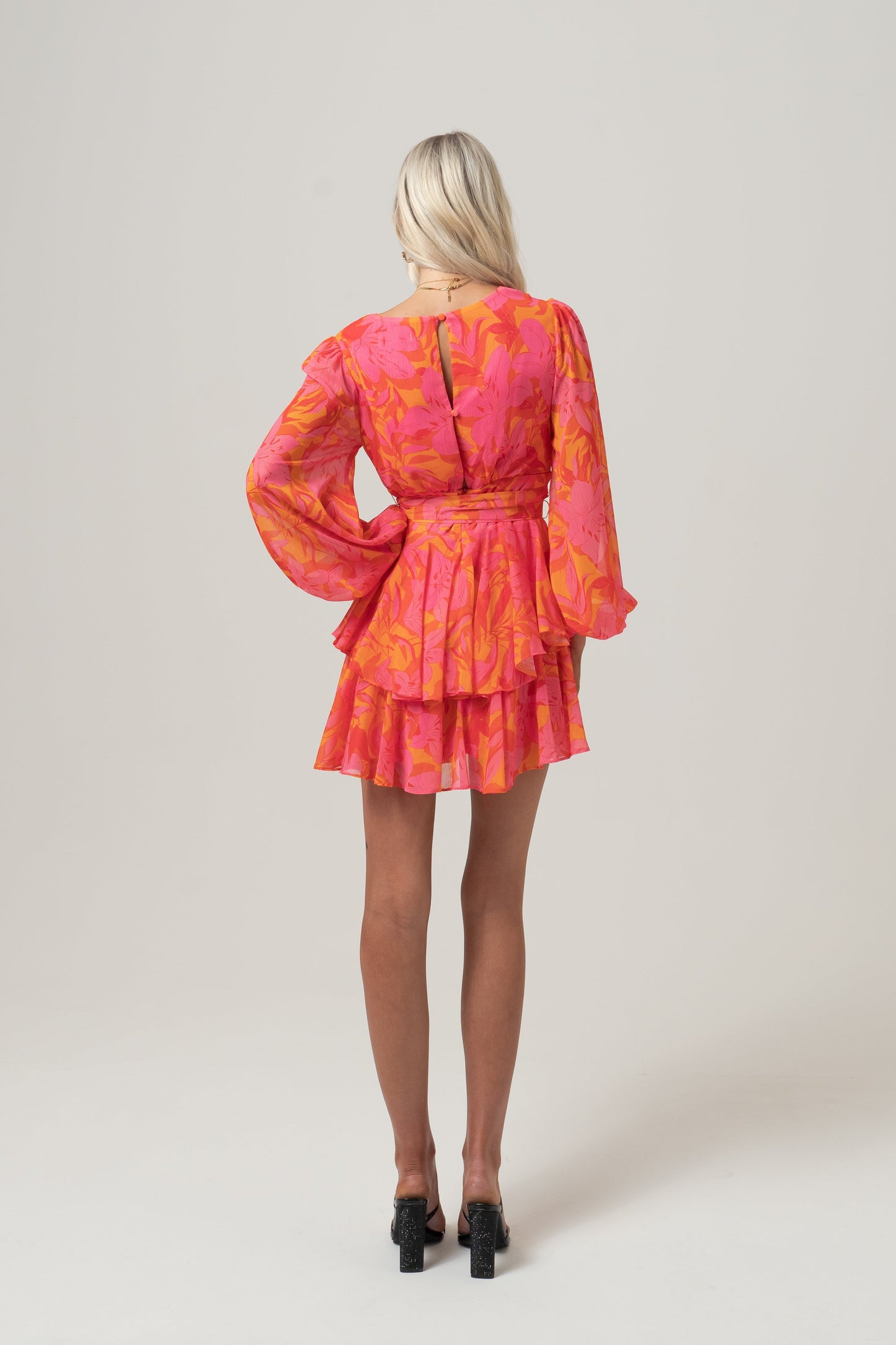 Paige Long Sleeve Mini Dress with Double Belts